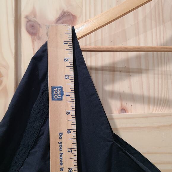 Lulus Black Mini Milkmaid Dress Pleated Lace Ruffle Hem Open Tie Back Size M - Picture 8 of 15